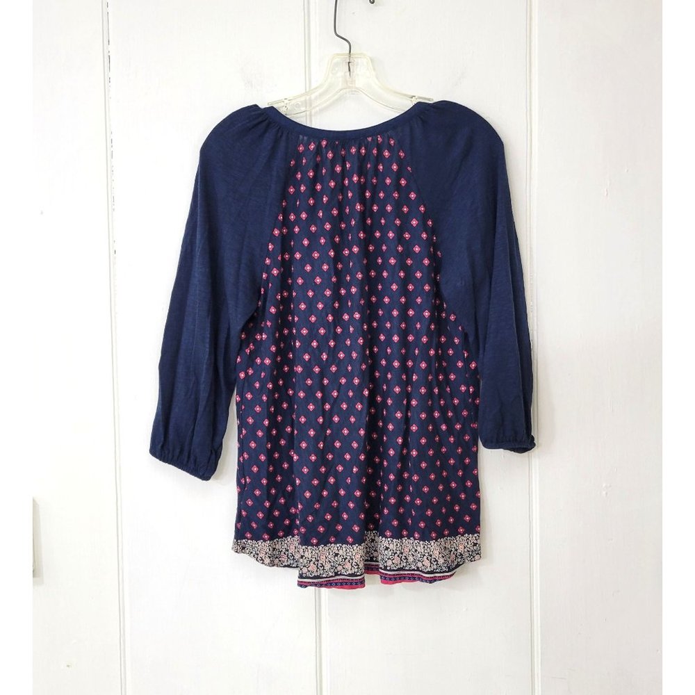Vintage America Navy Jersey Embroidered Peasant Blouse - Picture 3 of 5